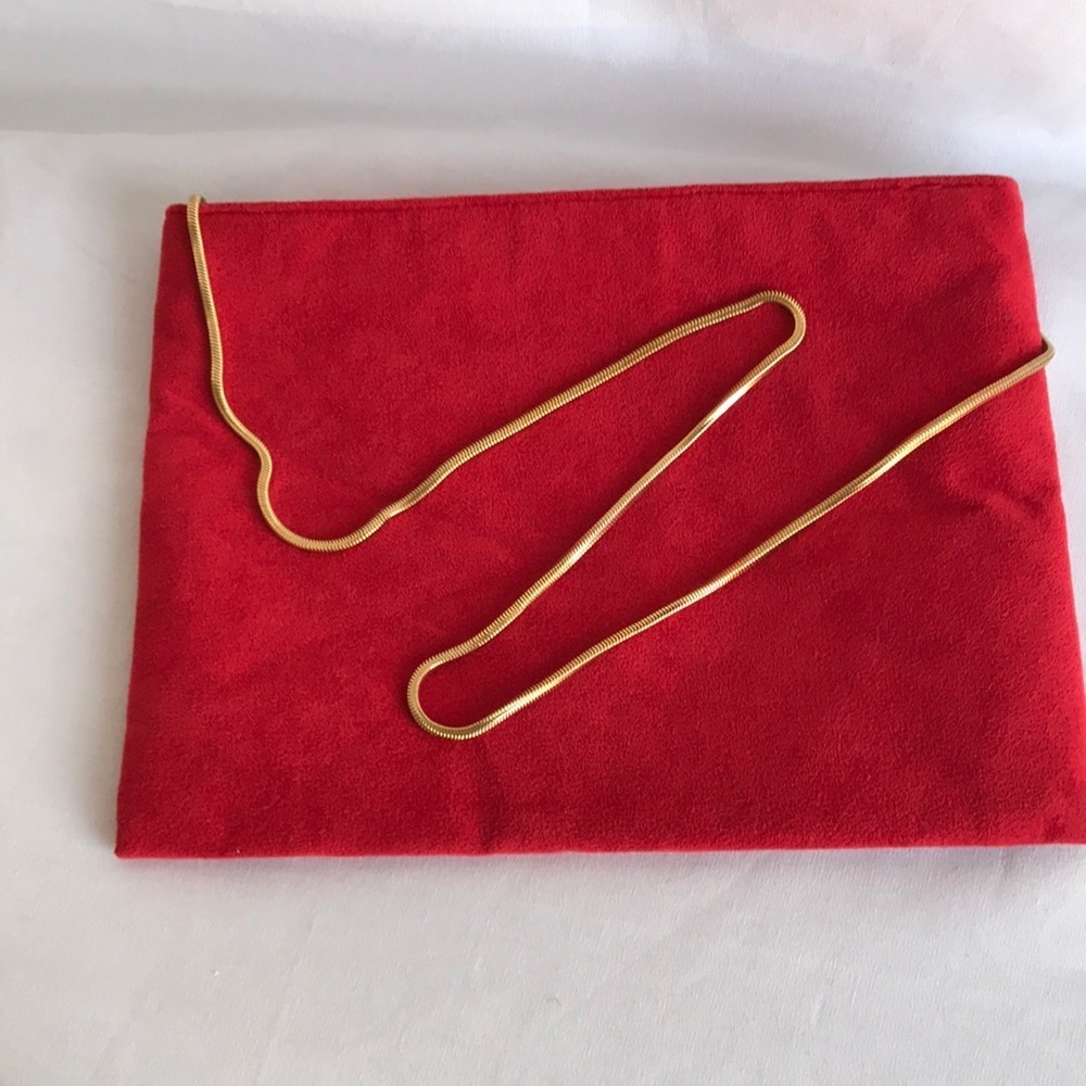 Vintage Reva red Ultrasuede bag with gold chain strap